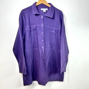 Womens 1X 100% Wool Cardigan Sweater Modern Soul Button Purple Australia